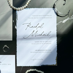 Load image into Gallery viewer, Wedding invitation set with a Classic design, wax seal, ash gray invitation envelope, RSVP, and details card-IS-045
