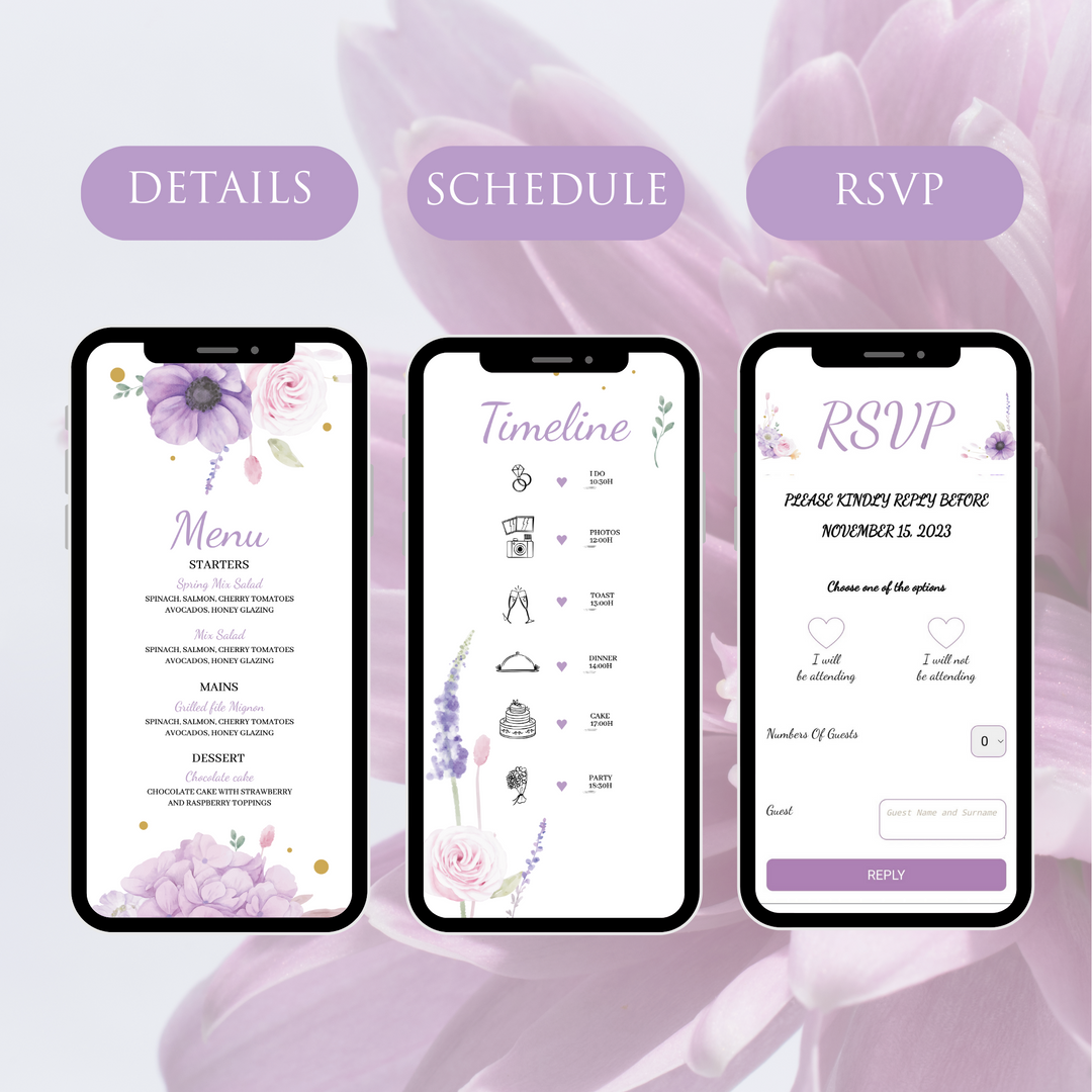 Digital Wedding Invitation & RSVP - Mini Wedding Website - Tropical - Modern - Personalised Electronic Mobile Invite-WWS-010