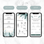 Load image into Gallery viewer, Digital Wedding Invitation &amp; RSVP - Mini Wedding Website - Tropical - Modern - Personalised Electronic Mobile Invite-WWS-009
