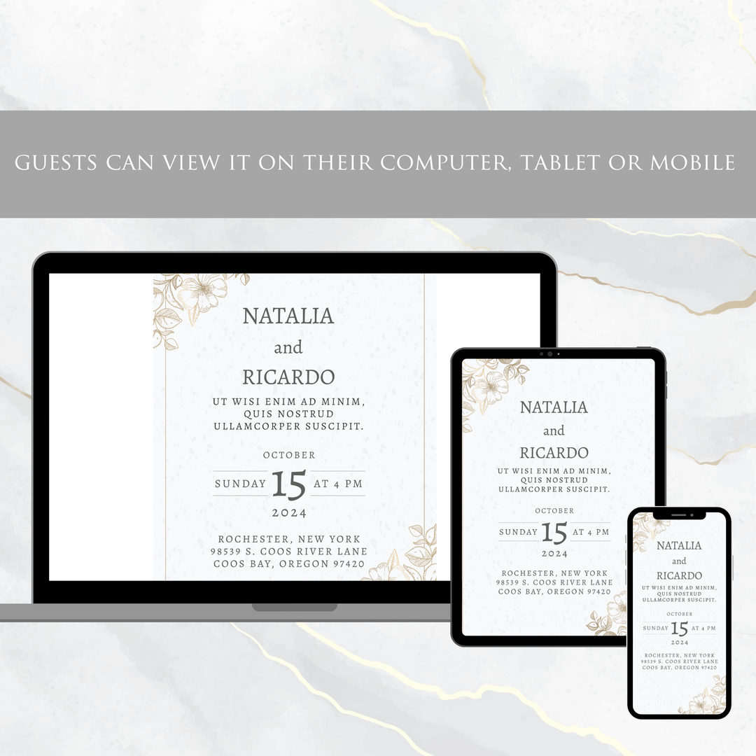 Digital Wedding Invitation & RSVP - Mini Wedding Website - Tropical - Modern - Personalised Electronic Mobile Invite-WWS-016