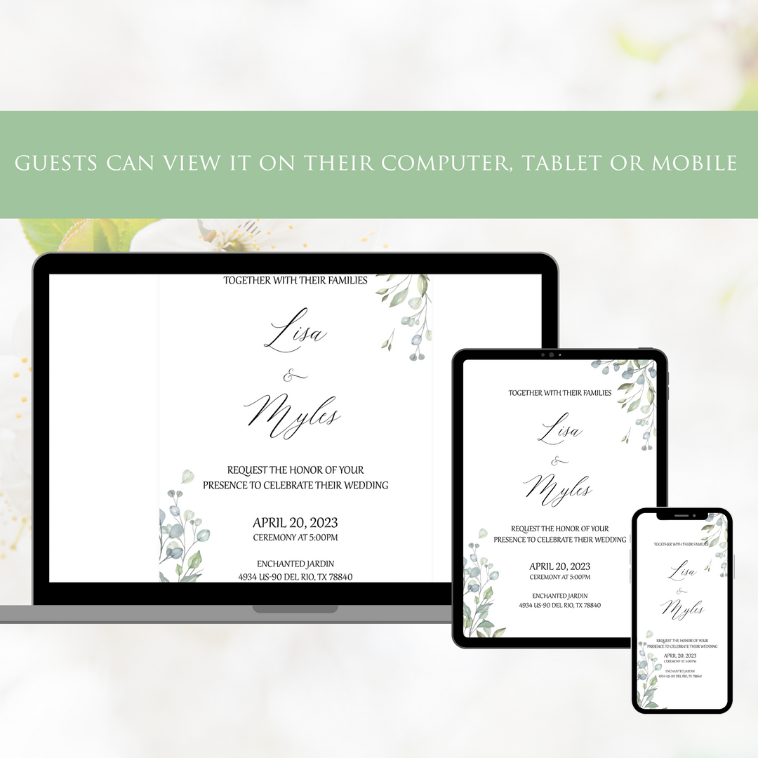 Digital Wedding Invitation & RSVP - Mini Wedding Website - Tropical - Modern - Personalised Electronic Mobile Invite-WWS-017