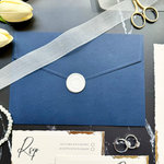 Load image into Gallery viewer, Wedding invitation set with Navy blue envelope, RSVP, Detail Card, and Wax Seal-IS-053
