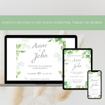 Load image into Gallery viewer, Digital Wedding Invitation &amp; RSVP - Mini Wedding Website - Tropical - Modern - Personalised Electronic Mobile Invite-WWS-013
