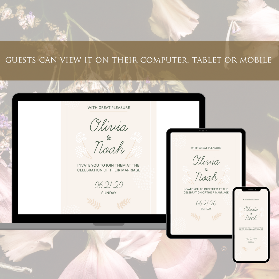 Digital Wedding Invitation & RSVP - Mini Wedding Website - Tropical - Modern - Personalised Electronic Mobile Invite-WWS-019