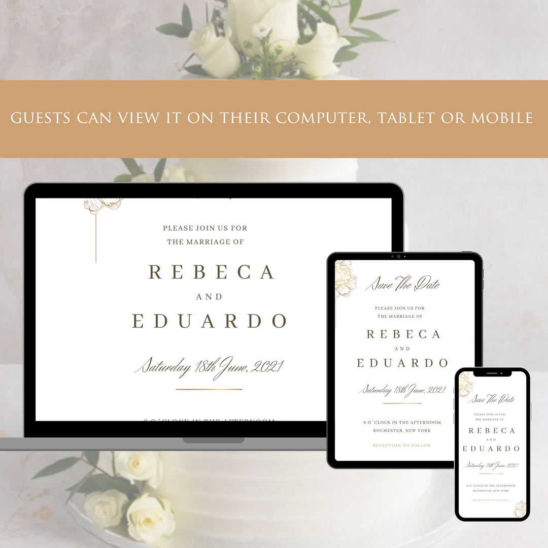 Digital Wedding Invitation & RSVP - Mini Wedding Website - Tropical - Modern - Personalised Electronic Mobile Invite-WWS-014