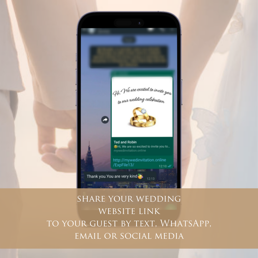 Digital Wedding Invitation & RSVP - Mini Wedding Website - Tropical - Modern - Personalised Electronic Mobile Invite-WWS-012