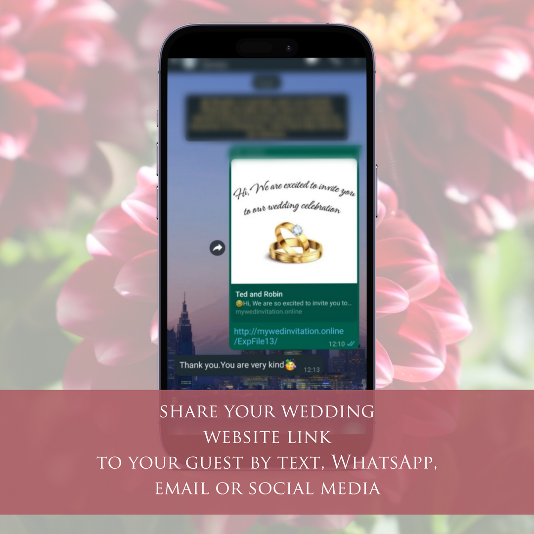 Digital Wedding Invitation & RSVP - Mini Wedding Website - Tropical - Modern - Personalised Electronic Mobile Invite-WWS-018