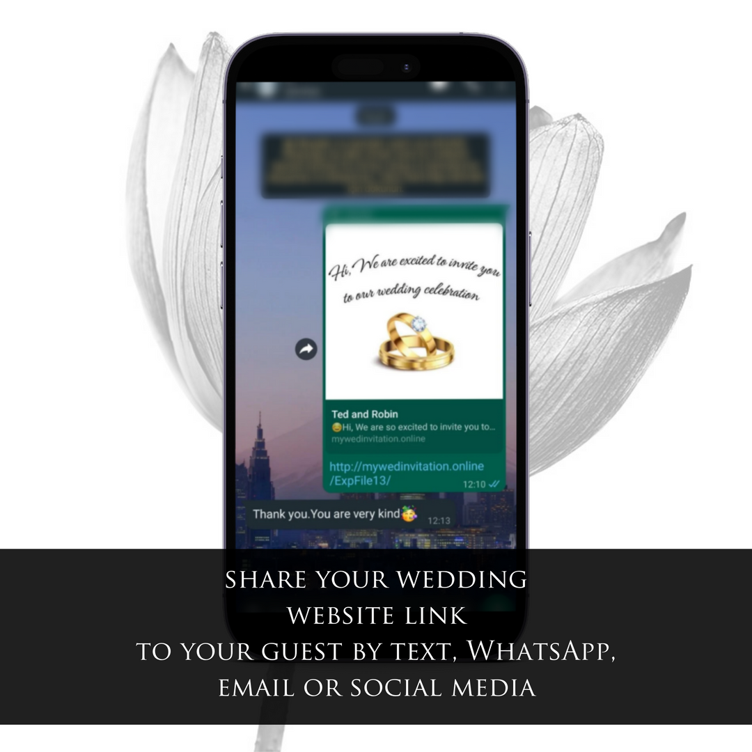 Digital Wedding Invitation & RSVP - Mini Wedding Website - Tropical - Modern - Personalised Electronic Mobile Invite-WWS-015