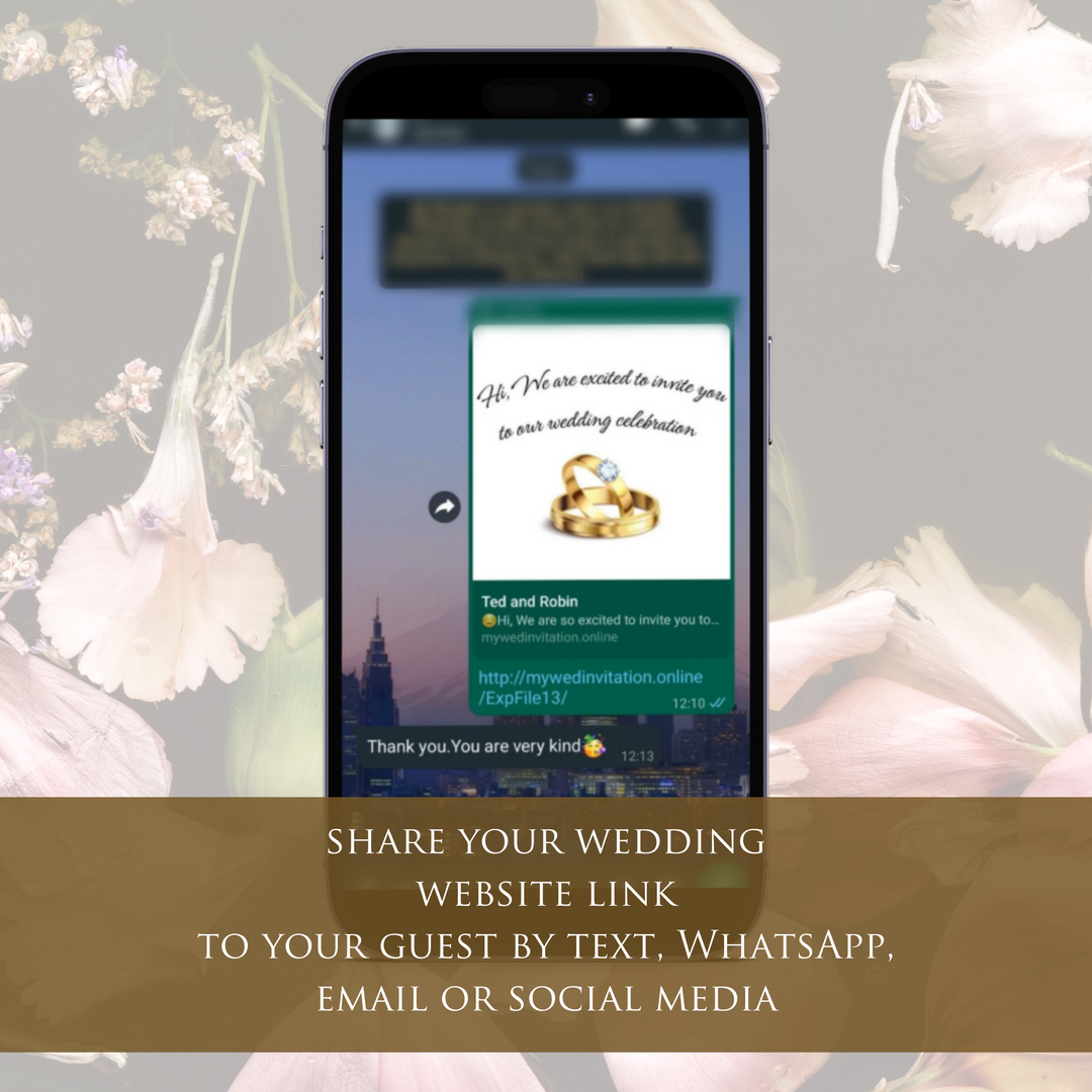 Digital Wedding Invitation & RSVP - Mini Wedding Website - Tropical - Modern - Personalised Electronic Mobile Invite-WWS-019