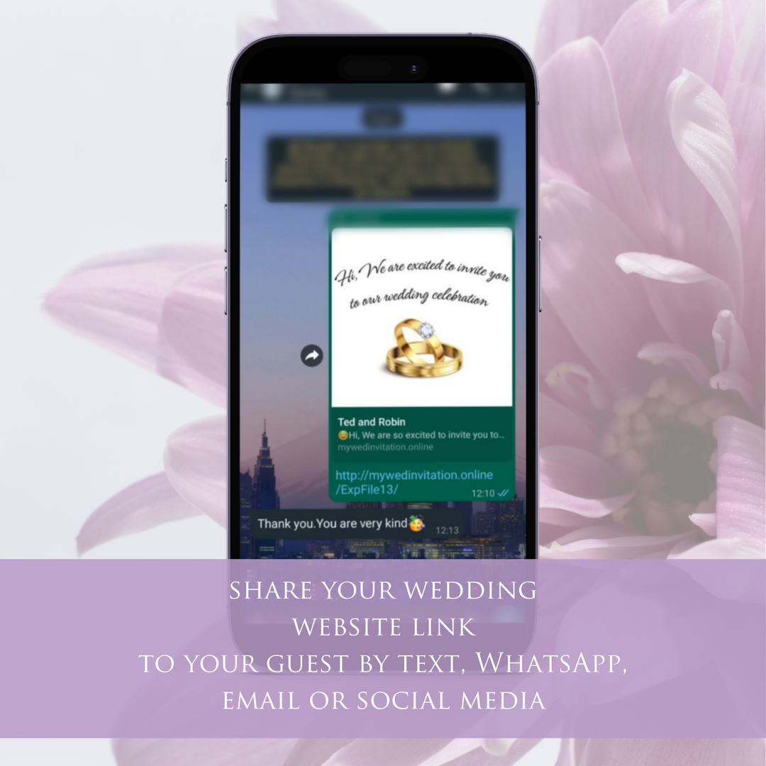 Digital Wedding Invitation & RSVP - Mini Wedding Website - Tropical - Modern - Personalised Electronic Mobile Invite-WWS-010