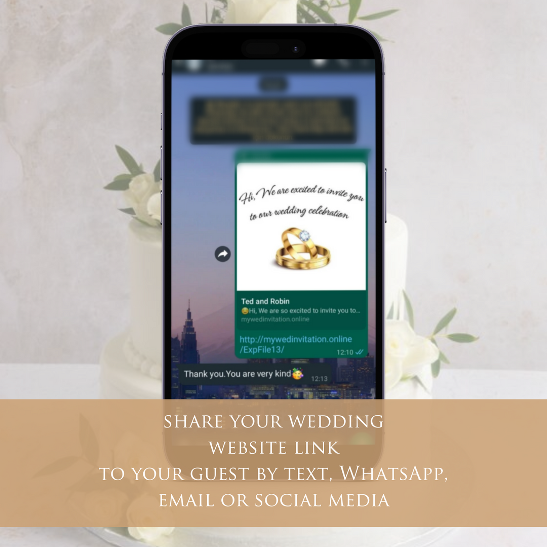 Digital Wedding Invitation & RSVP - Mini Wedding Website - Tropical - Modern - Personalised Electronic Mobile Invite-WWS-014