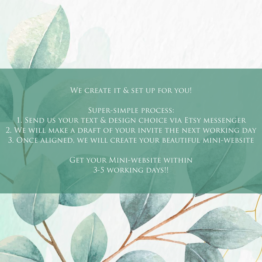 Digital Wedding Invitation & RSVP - Mini Wedding Website - Tropical - Modern - Personalised Electronic Mobile Invite-WWS-020