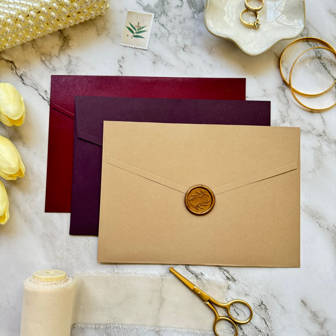 Wedding invitation suite with RSVP and details card - Gold foil details - full navy wedding invitation set with custom seal 'Salsa' SAMPLE-IS-052