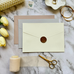 Load image into Gallery viewer, Wedding invitation suite with RSVP and details card - Gold foil details - full navy wedding invitation set with custom seal &#39;Salsa&#39; SAMPLE-IS-052
