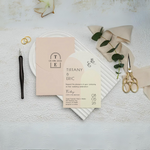 Load image into Gallery viewer, Bird Detail Tri-Colored Invitation - Modern Designed Wedding Invitation - Pink Envelope-IS-035
