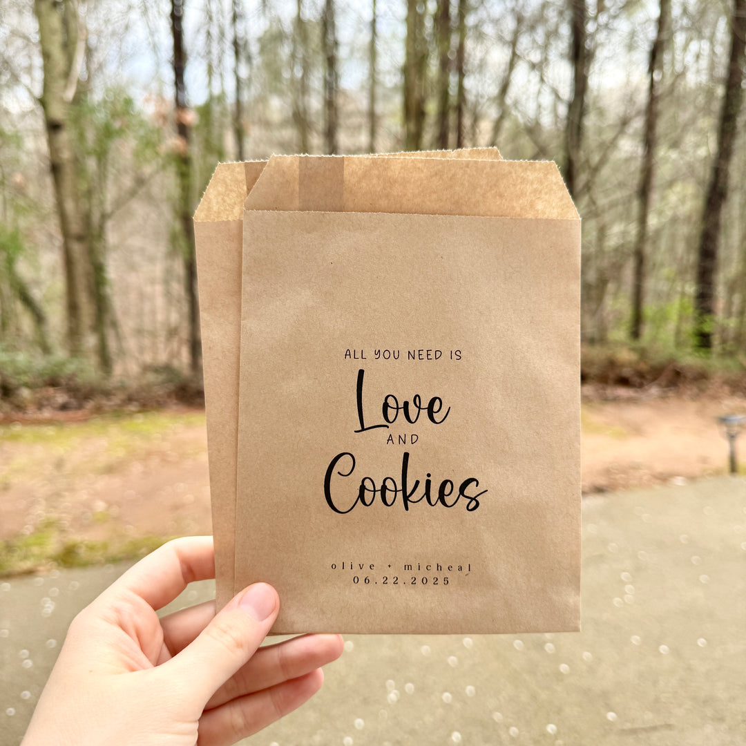 All you need is Love and Cookies Bag, Wedding Cookie Bag, Anniversary Celebration Personalized Favor Bag, Party Gift Favor Bag, Cookie Bag - BAG-007