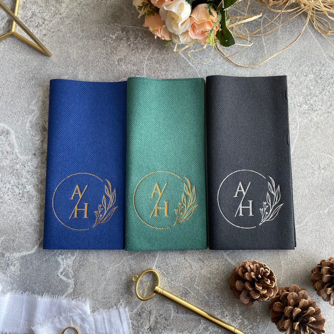 Wedding Table Napkin- Monogrammed Linen-Like Napkins for Weddings and Engagement Party - NPKN-03