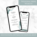 Load image into Gallery viewer, Digital Wedding Invitation &amp; RSVP - Mini Wedding Website - Tropical - Modern - Personalised Electronic Mobile Invite-WWS-009
