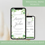 Load image into Gallery viewer, Digital Wedding Invitation &amp; RSVP - Mini Wedding Website - Tropical - Modern - Personalised Electronic Mobile Invite-WWS-013
