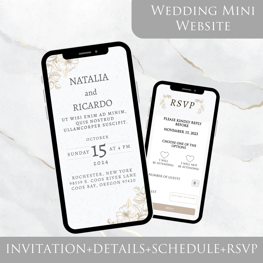 Digital Wedding Invitation & RSVP - Mini Wedding Website - Tropical - Modern - Personalised Electronic Mobile Invite-WWS-016