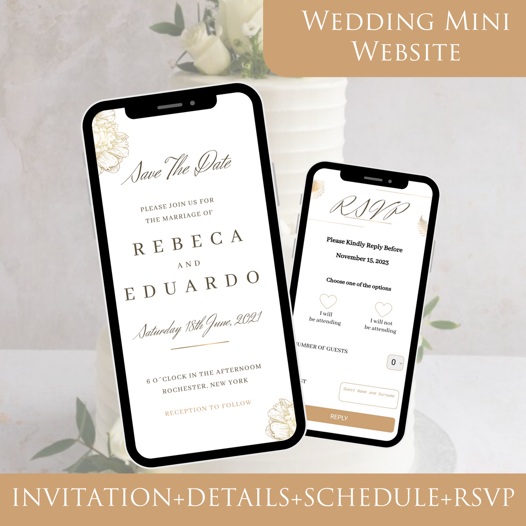 Digital Wedding Invitation & RSVP - Mini Wedding Website - Tropical - Modern - Personalised Electronic Mobile Invite-WWS-014