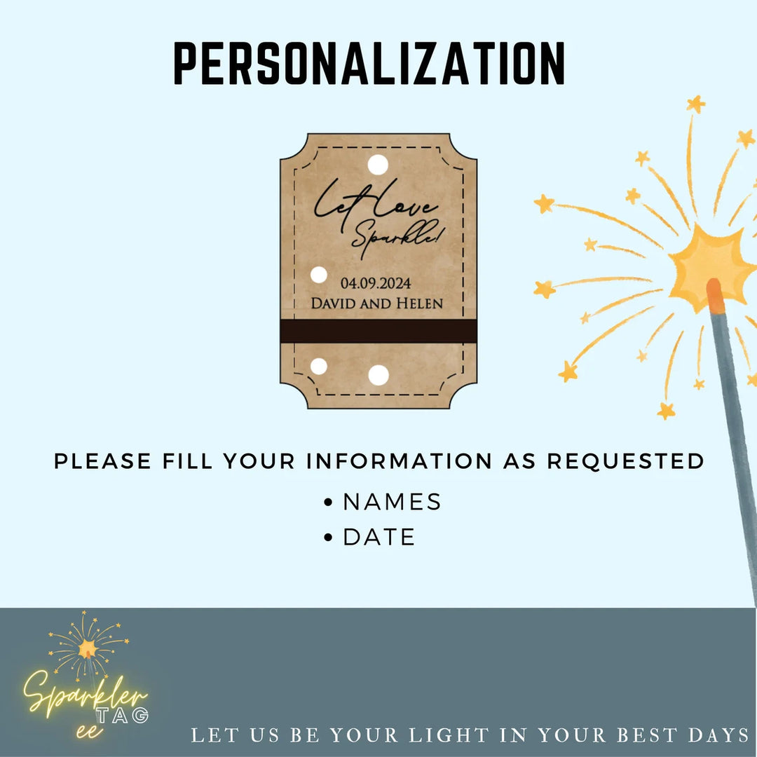 Personalized Sparkler Tag for wedding, party, engagement and anniversary - Fast Process and Fast Shipping - SPK-002