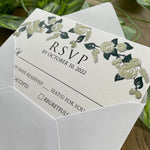 Load image into Gallery viewer, Acrylic Wedding Invitation Gold Foil Clear Green Botanical Floral Roses Design Elegant Spring Wedding Marriage Invite Envelope - Reception - IS-004
