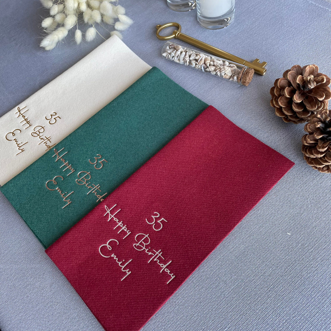 Personalized Birthday Napkins: Linen-Like Elegance for Your Celebration - NPKN-06