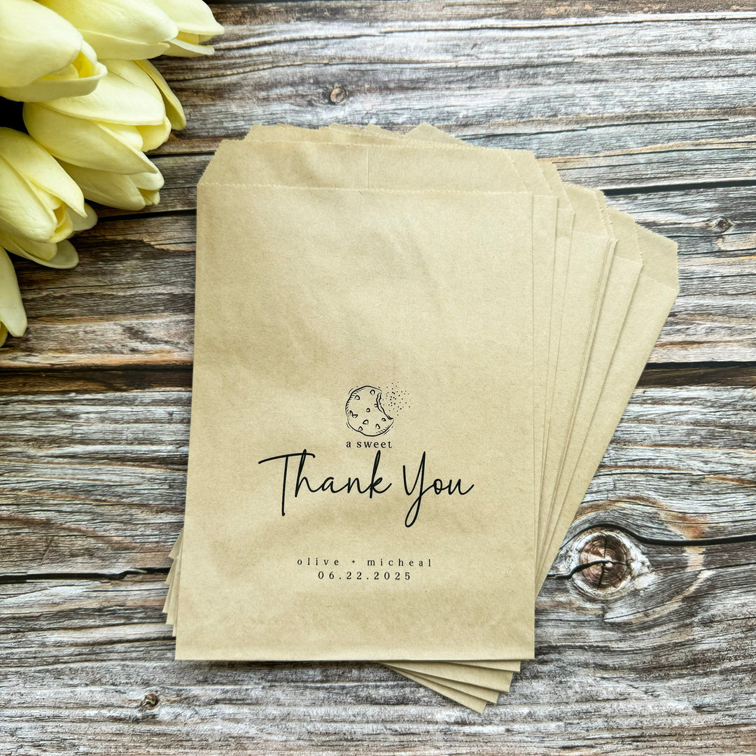 A sweet thank you Craft Favor Cookie Bag, Bridal Shower Favor Bag, Wedding Favor Bag, Cookie Bag - BAG-003